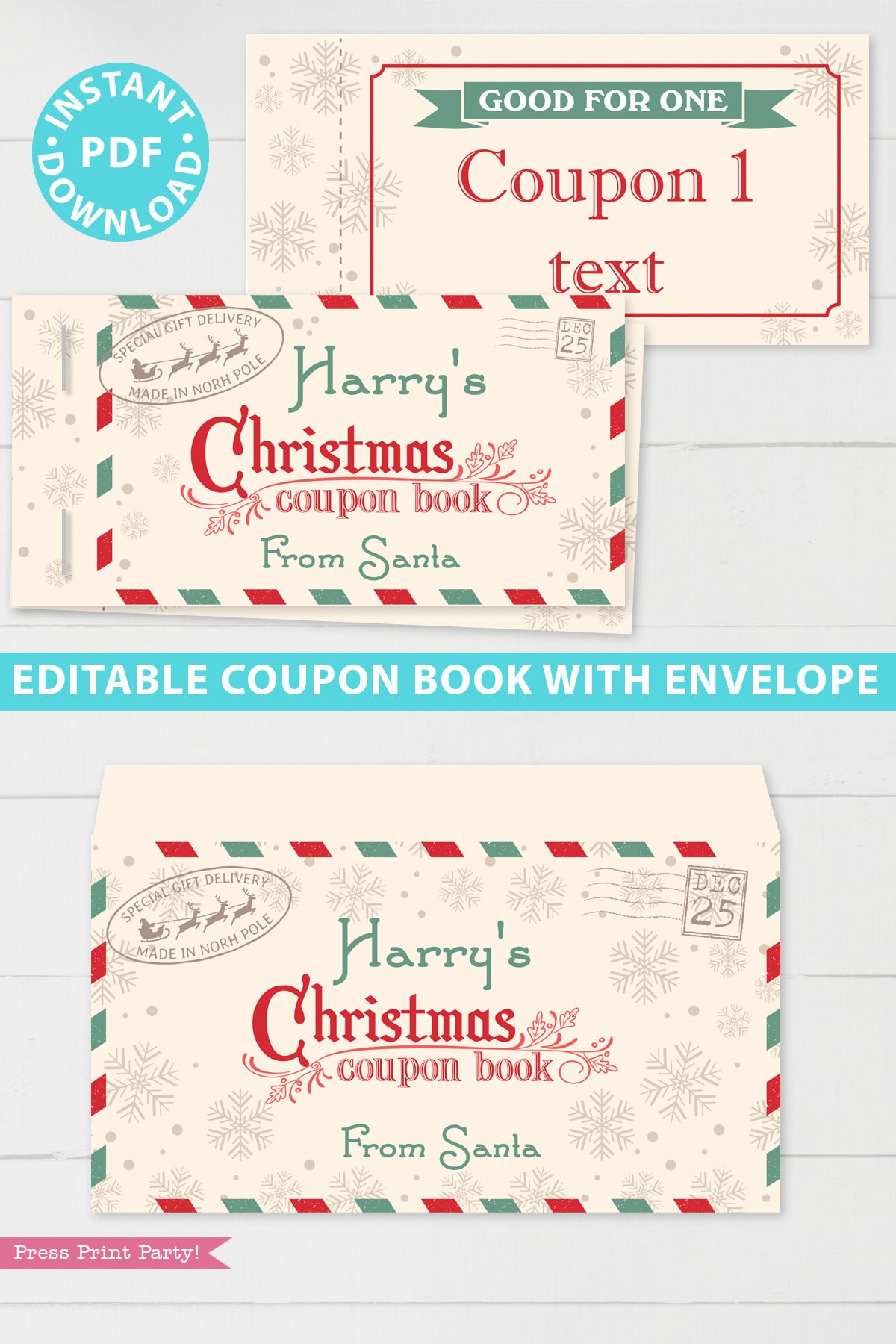 Christmas Coupon Book Printable Template Gift Idea Editable Etsy