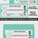 EDITABLE Coupon Book Template Printable, Green Tickets, Custom Birthday ...