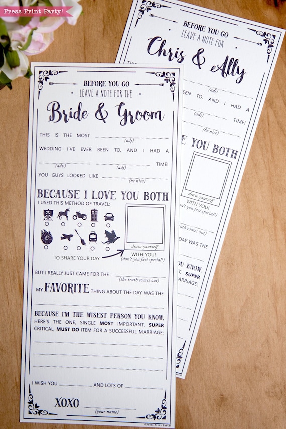 Wedding Mad Libs Printables, Star Wars Wedding, Draw Yourself Version, Marriage Advice Card