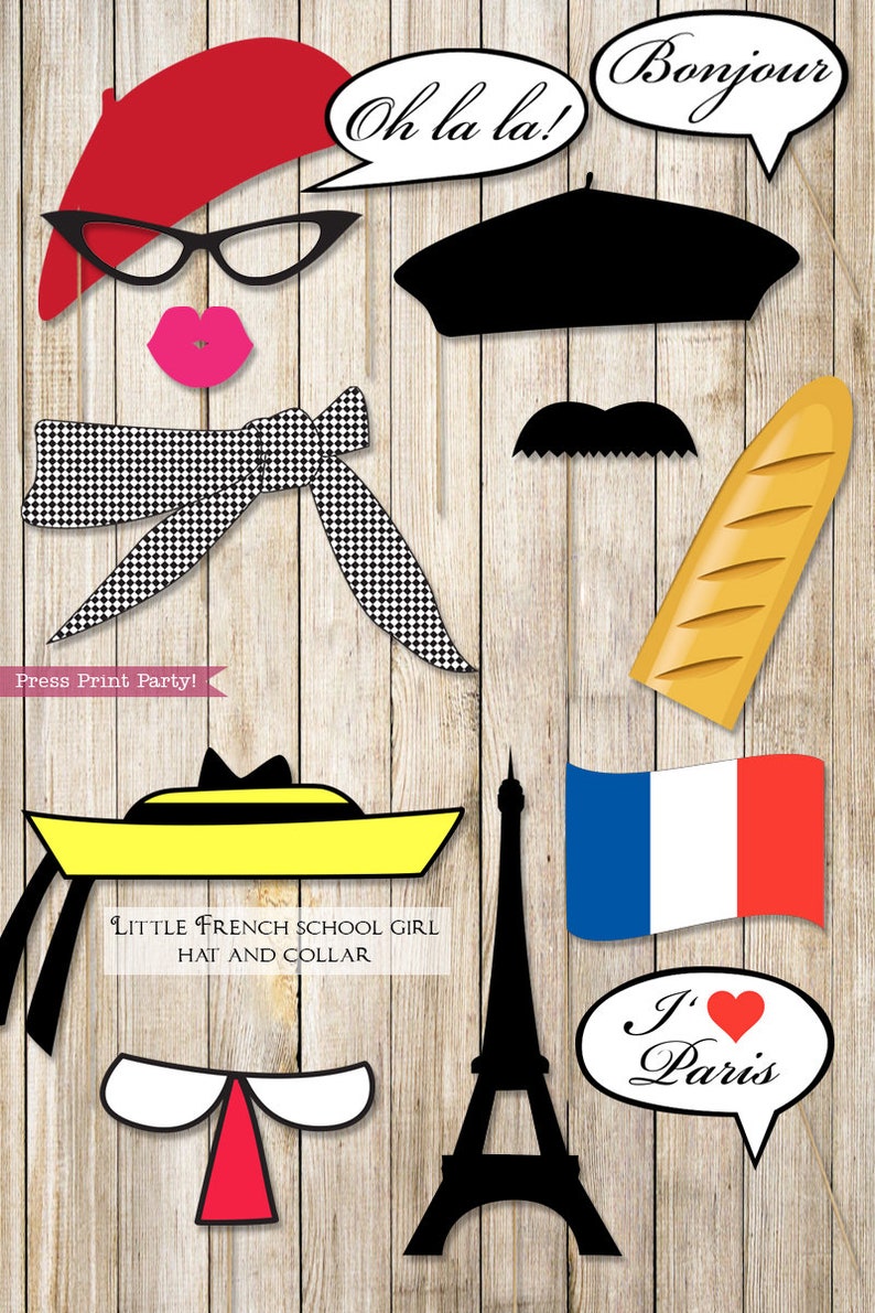 Paris Photo Booth Props Printables, Paris Party Props, Paris Photo Props, Mustache Props, French Party Decorations, Eiffel, INSTANT DOWNLOAD image 2