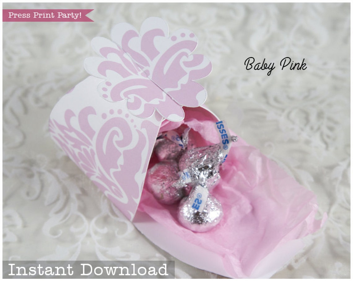 Flower Favor Box Baby Pink Baby Shower Favor Box Treat Box Etsy