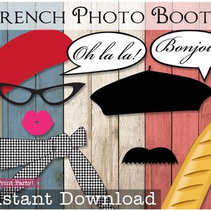 Paris Party Photo Booth Props Printables, French Party, French Photo ...
