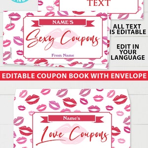 Valentines Coupons Printable, Valentine's Day Gift, Sexy Coupons For Husband, Wife, Custom Gift Idea, Editable Template, INSTANT DOWNLOAD image 2