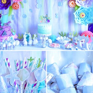 Mermaid Party Decorations Printables, Mermaid Birthday Party Favor, Mermaid Invitation, Cupcakes ...