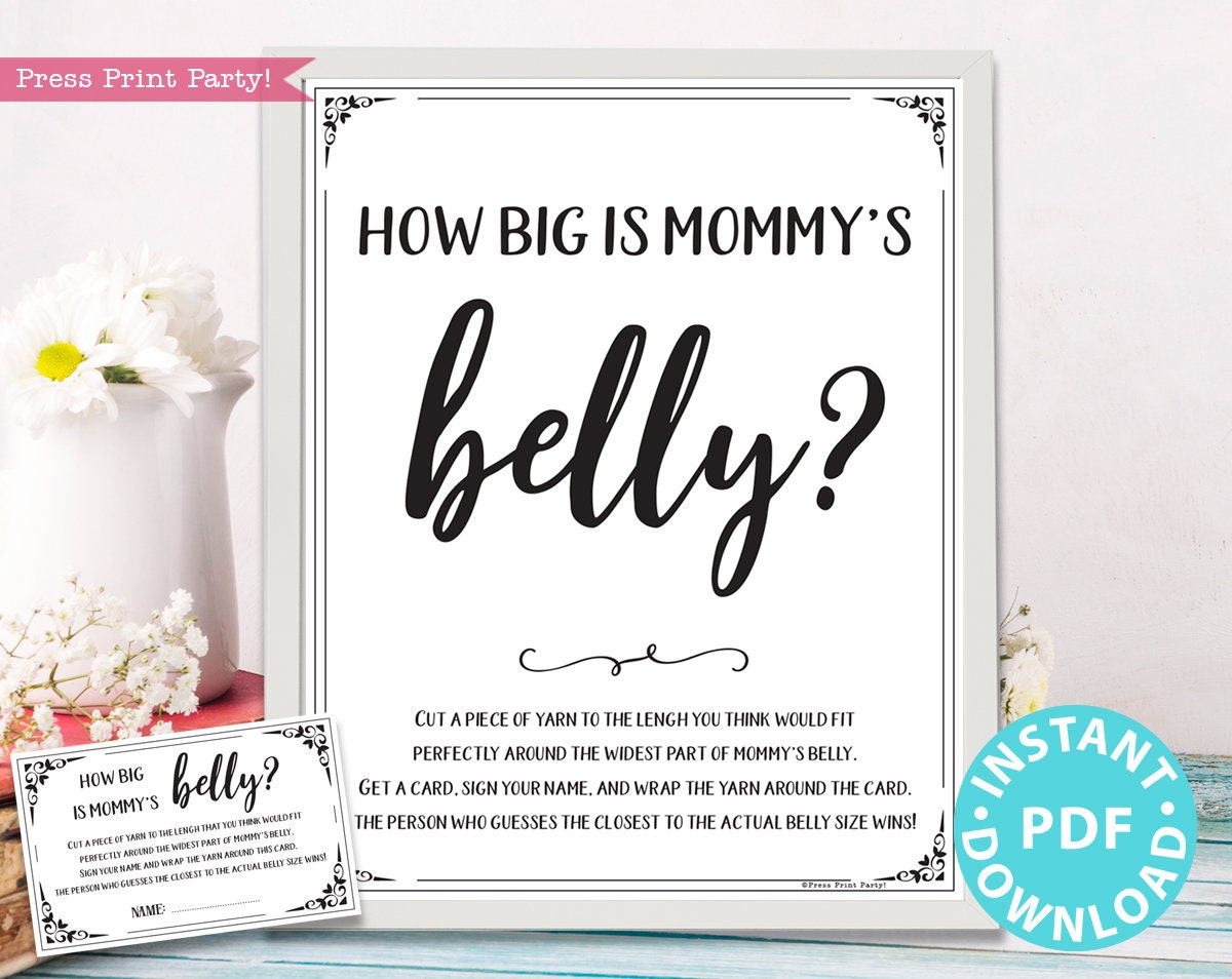 Guess Mommy s Belly Size Baby Shower Game Blush Pink LittleSizzle 