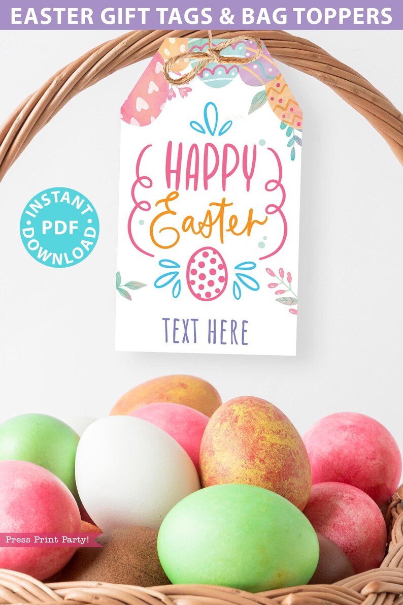 EDITABLE Easter Gift Tag and Easter Bag Topper Printable - Etsy