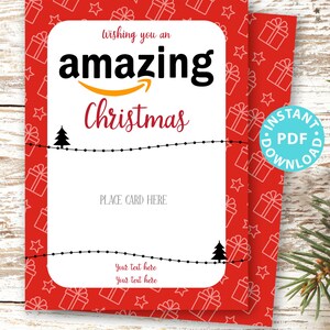 EDITABLE Amazon Gift Card Holder Christmas Printable Template, 5x7 ...