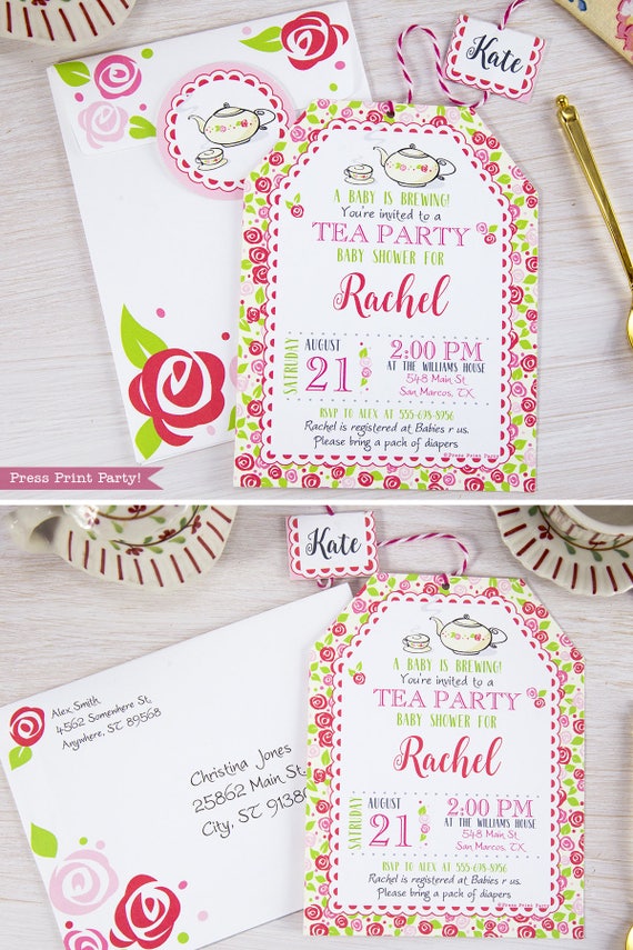 Tea Party Baby Shower Invitation Printables, A Baby is Brewing, Baby Shower Tea Party, Baby Shower Invitation girl, INSTANT DOWNLOAD Il_570xn