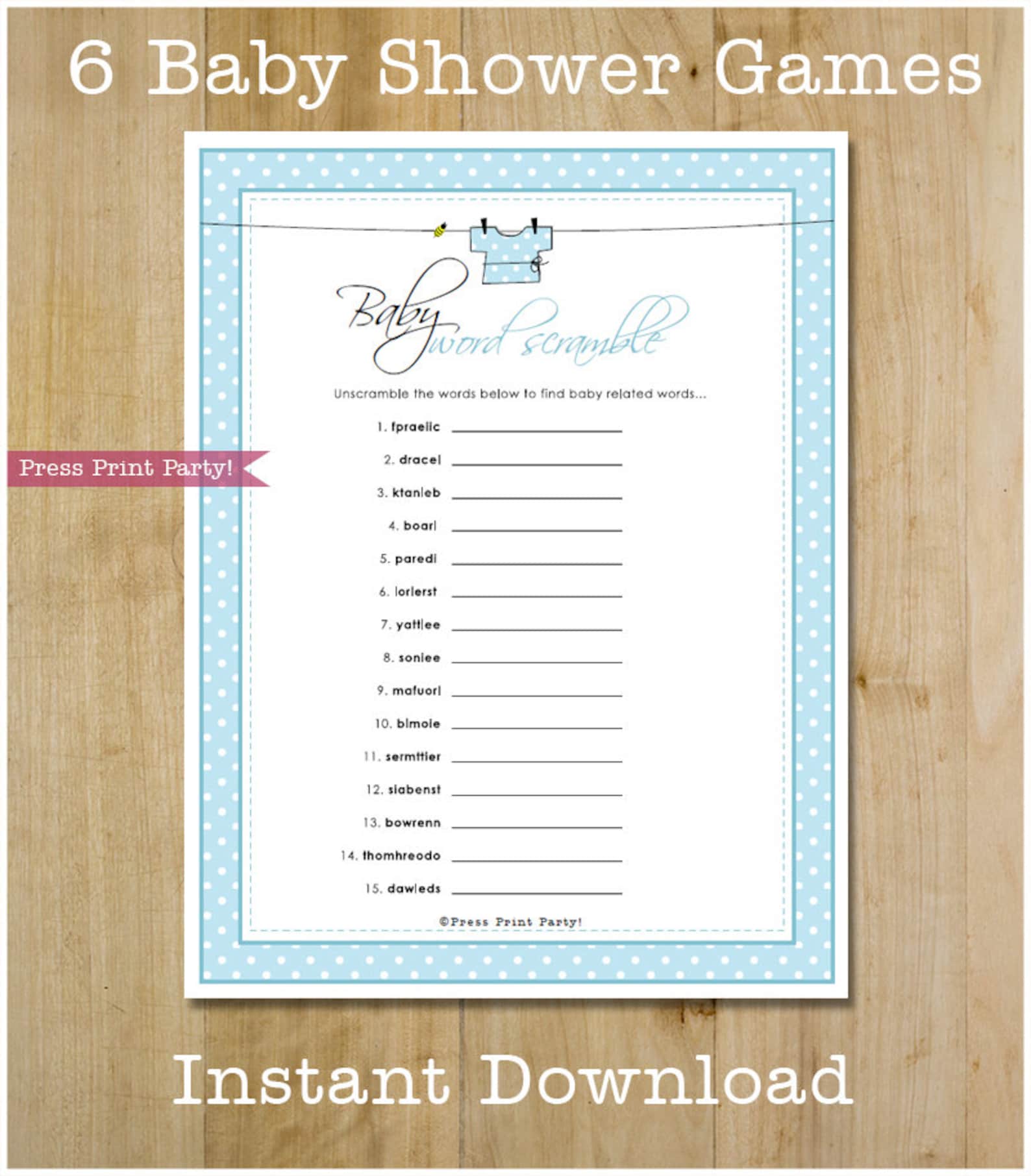 Baby Shower Games Boy Baby Shower Game Pack Baby Boy Blue Etsy