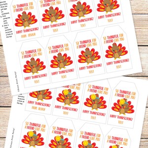 EDITABLE Thanksgiving Tags for Friends Printable Template, for Kids Boy ...