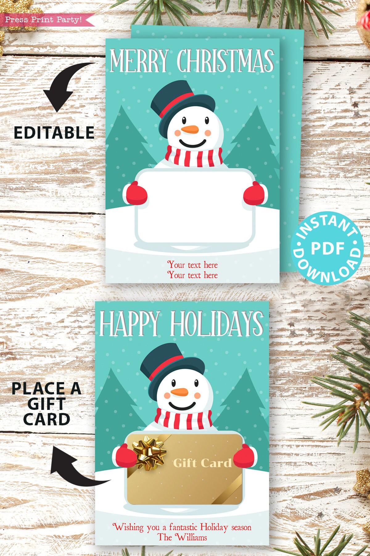EDITABLE Christmas Gift Card Holder Printable Template, 5 editable-christmas-gift-card-holder-printable-template-5-x7-merry-christmas-snowman-edit-holiday-name-instant-download-etsy