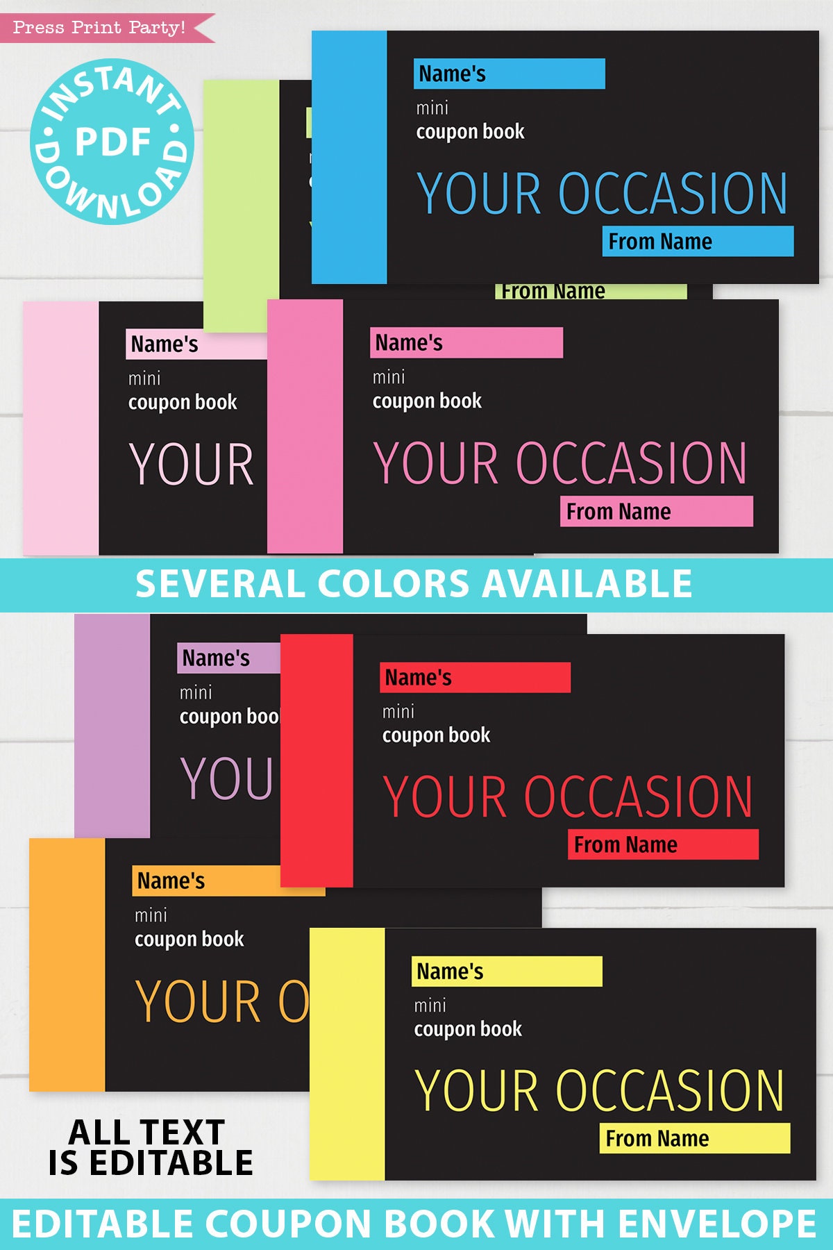Printable Coupon Book Template Pink Any Occasion Gift Idea | Etsy