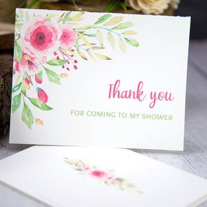 Thank You Cards Printable Template Set, Pink Florals, 4 Designs, 100% ...