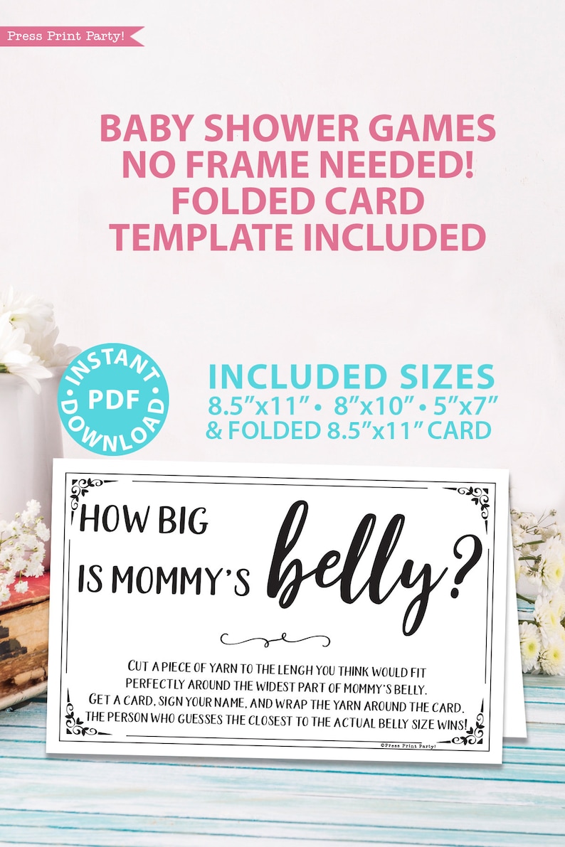 How Big is Mommy's Belly Sign Printable Baby Shower Game Etsy