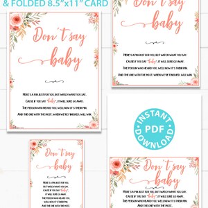 Don't Say Baby Sign Printable, Baby Shower Game Template, Funny Baby ...