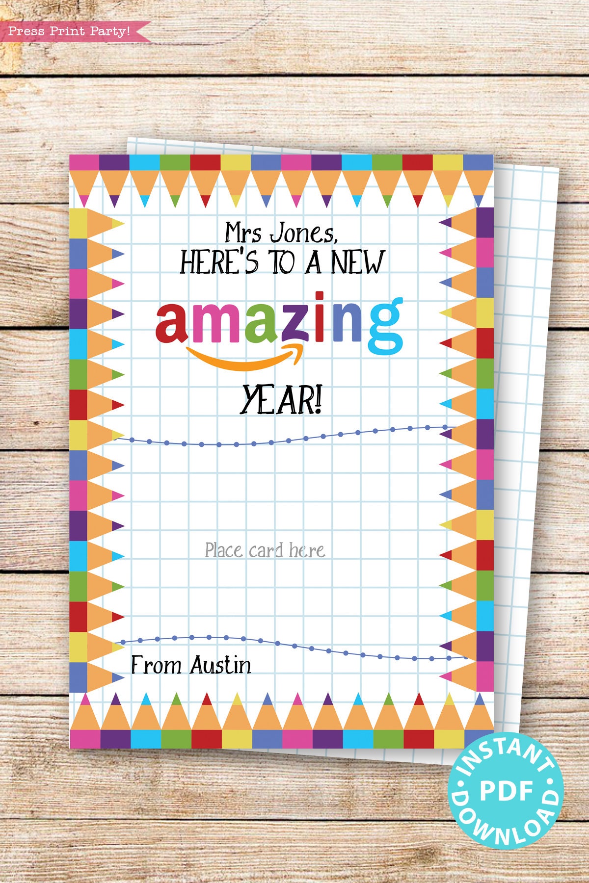 EDITABLE Back to School Amazon Gift Card Holder Teacher Gift Printable ...