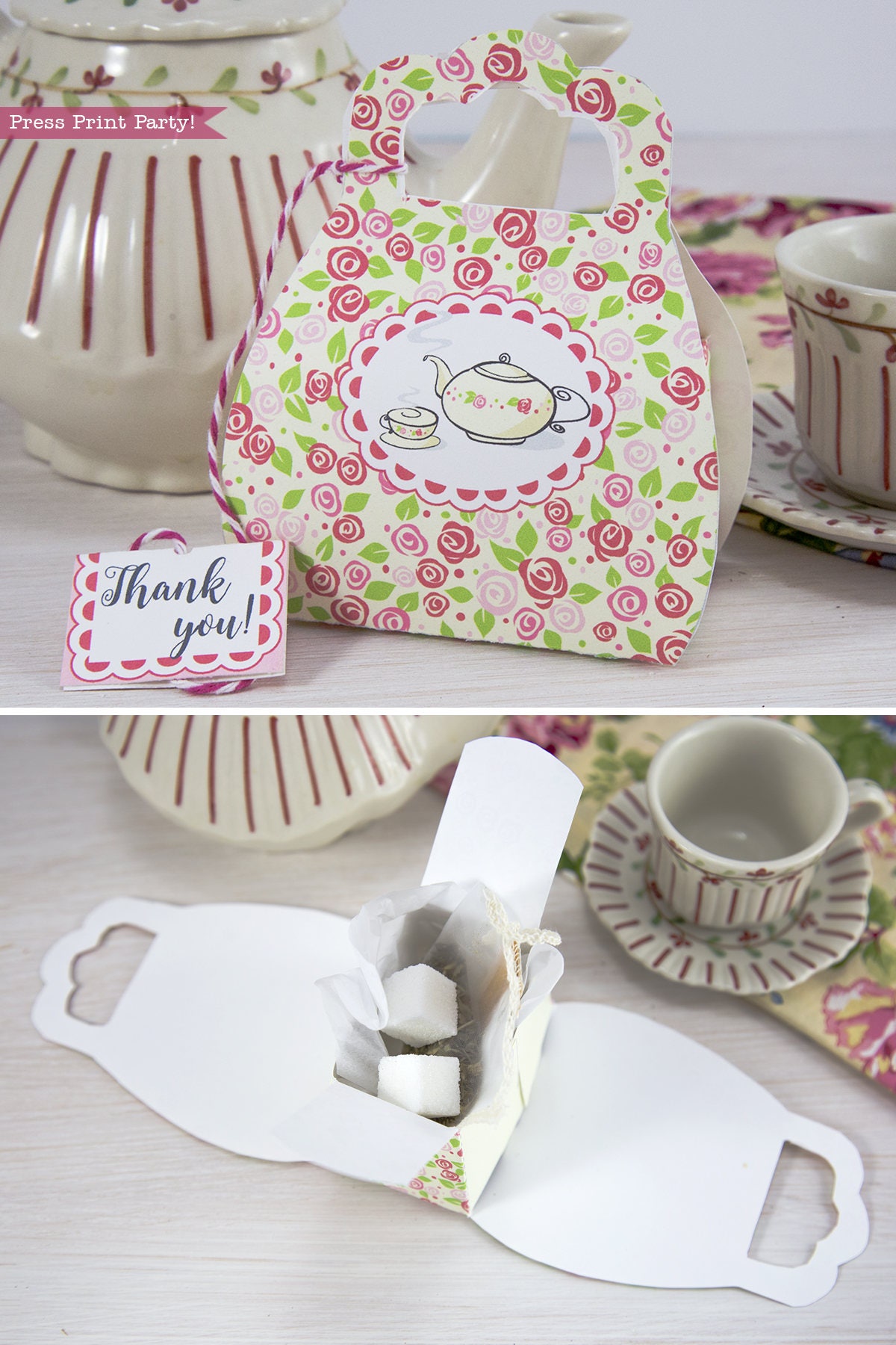 Tea Party Purse Favor Box Printable Tea Party Favor Box Etsy