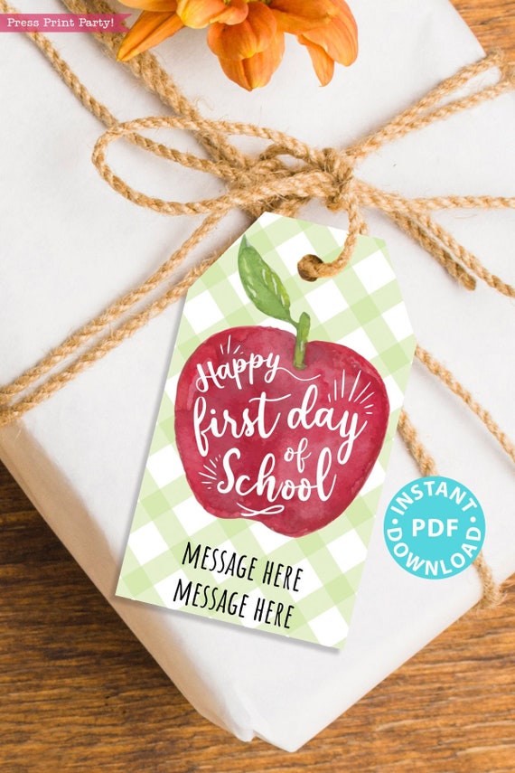 EDITABLE Back to School Gift Tags Printable, First Day of School Gift Tags, Happy 1st Day, Apple Kids or Teacher Gift Tag, INSTANT DOWNLOAD Il_570xn