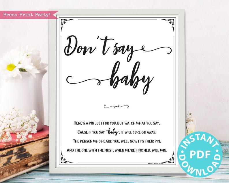 Don't Say Baby Sign Printable Baby Shower Game Template | Etsy