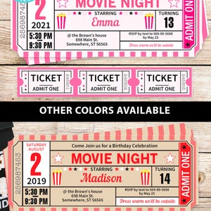 Movie Night Party Printables Teal Rustic, Movie Night Invitation, Birthday Party, Movie Night Sign, Popcorn Box, Toppers, INSTANT DOWNLOAD image 5