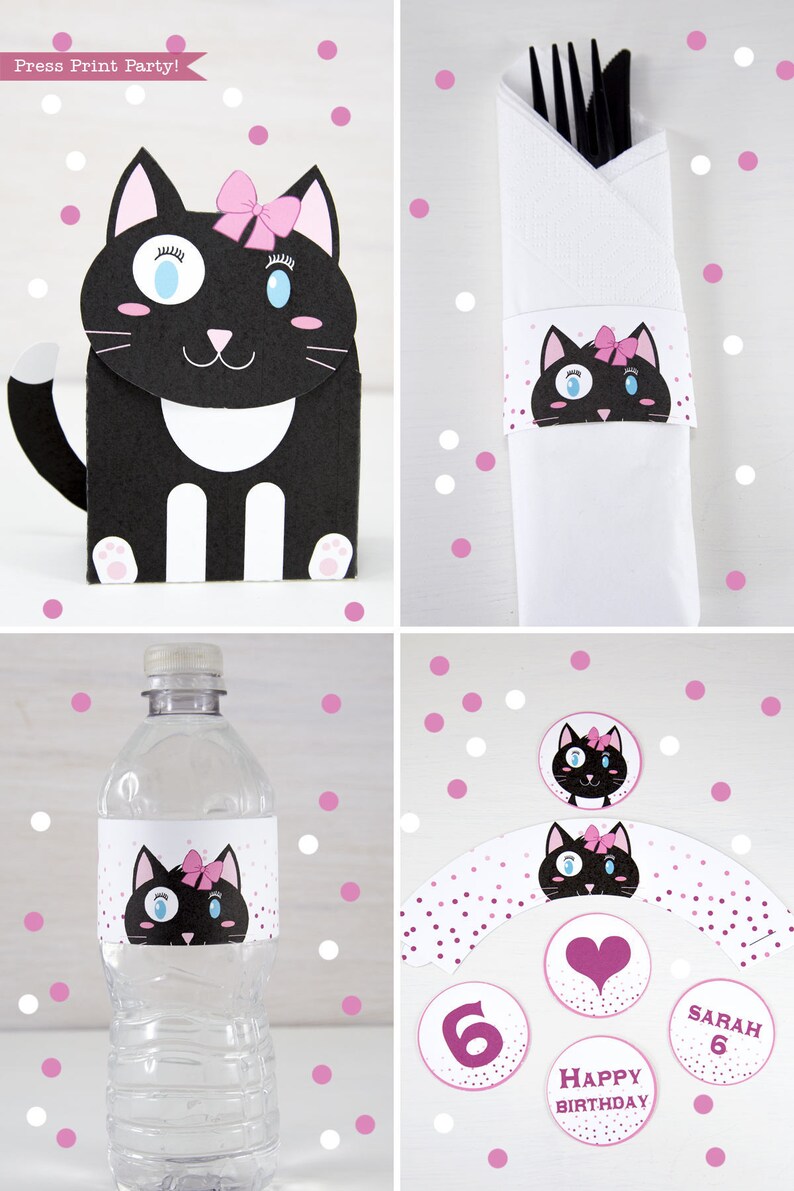 Kitten Party Printables Cat Party Decorations Cat birthday | Etsy