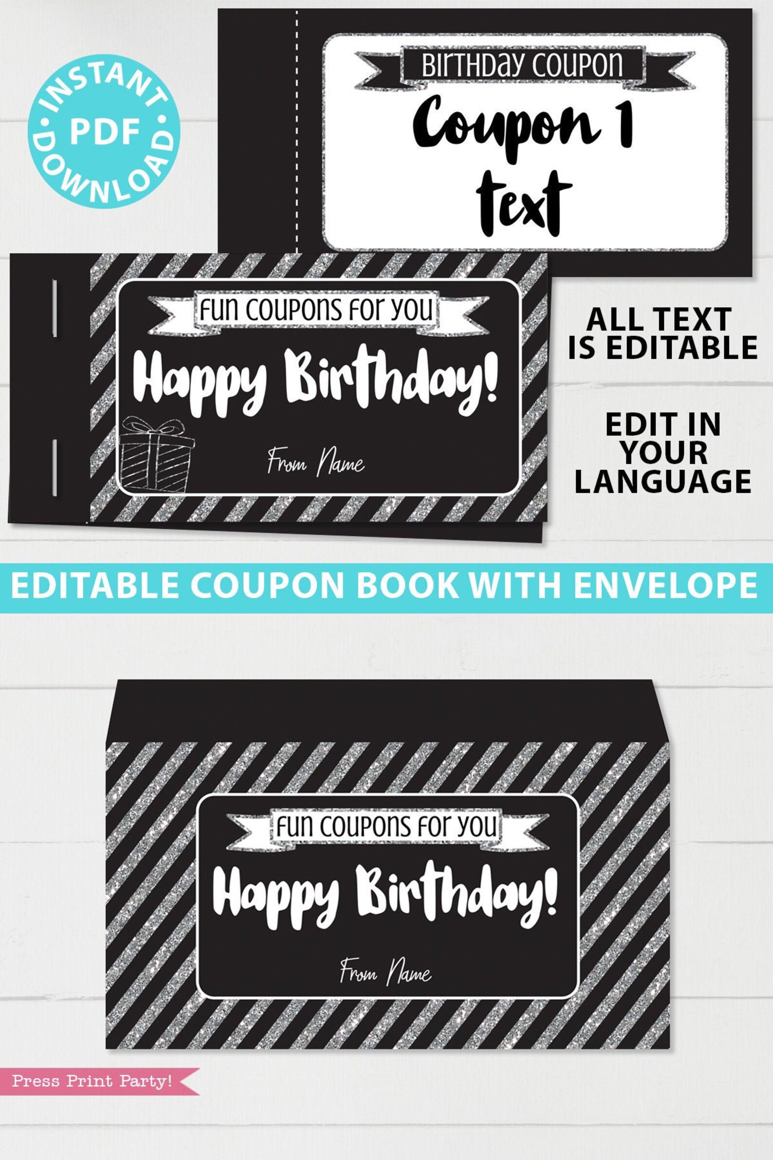 Editable Coupon Book Template Printable Birthday Gift Idea - Etsy