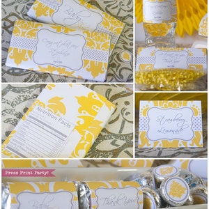 Yellow & Gray Baby Shower Decorations Printable Set, Gender Neutral Baby Shower, Unisex, Shower Invitation, w. Bonus Games, INSTANT DOWNLOAD image 5