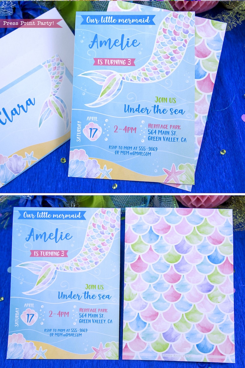 Mermaid Party Decorations Printables Mermaid Party Supplies | Etsy