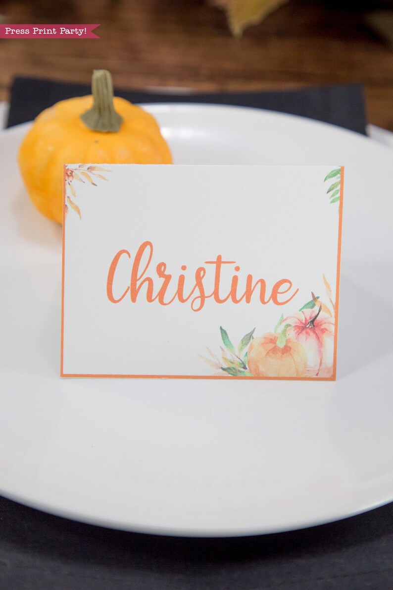 Fall Table Setting Ideas Table Setting INSTANT DOWNLOAD Baby Shower Thanksgiving Placecard Little Pumpkin Place Cards Printable
