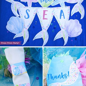 Mermaid Party Decorations Printables, Mermaid Party Supplies, Mermaid Decor Birthday, Mermaid Invitation, Under the sea, INSTANT DOWNLOAD image 7