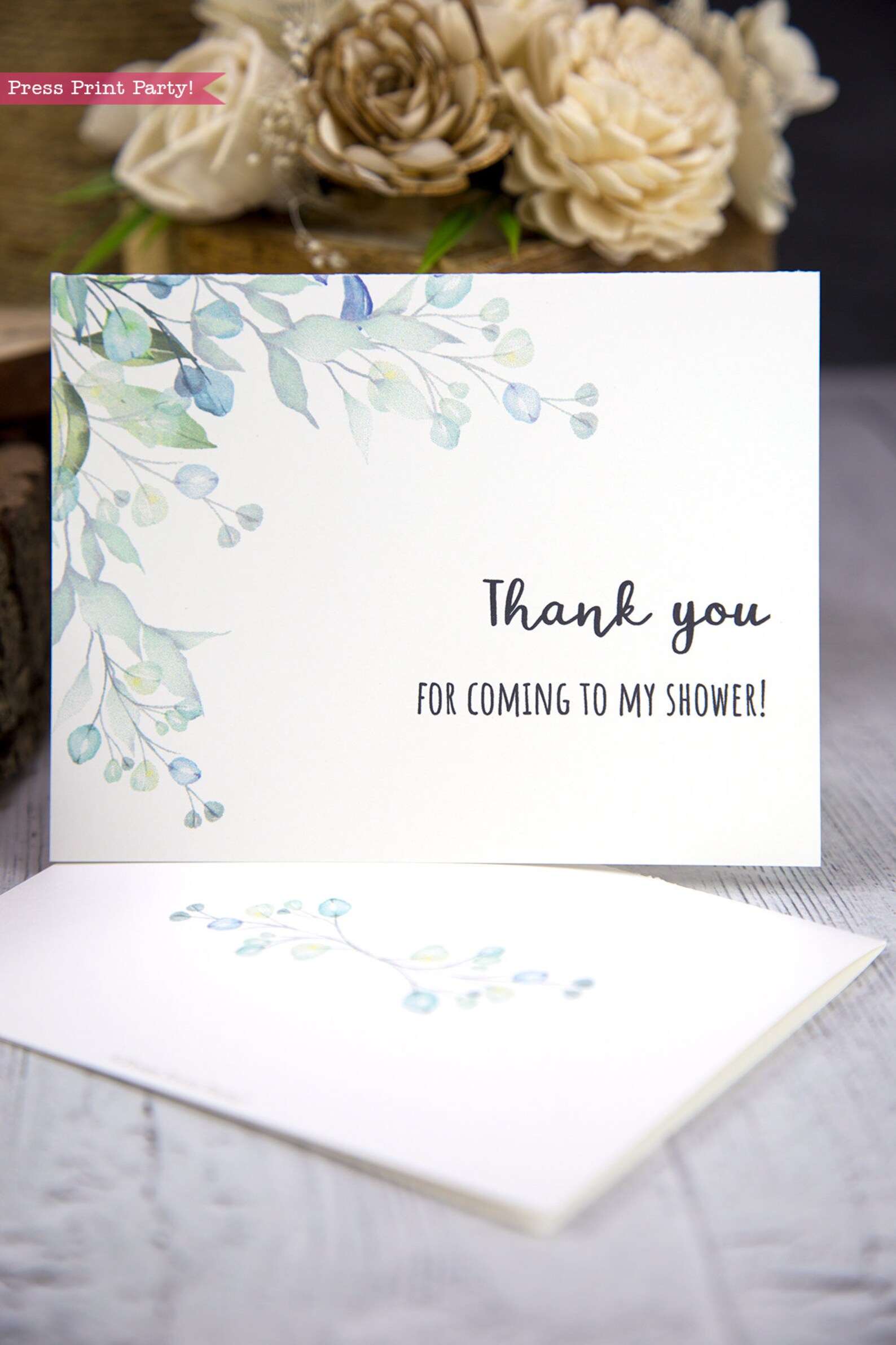 Wedding Thank You Cards With Envelope Printable Template Set - Etsy