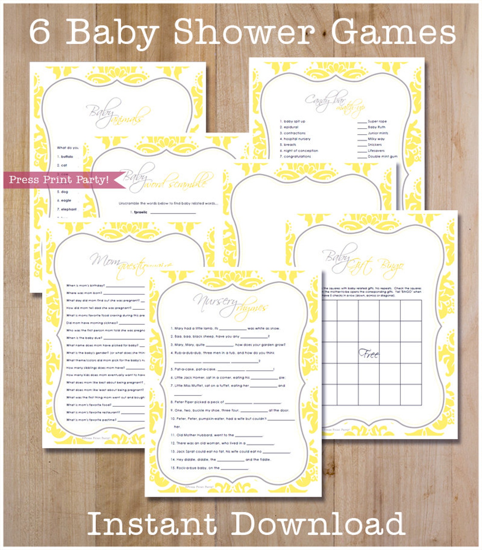 Baby Shower Games Printable Set Gender Neutral Baby Shower - Etsy