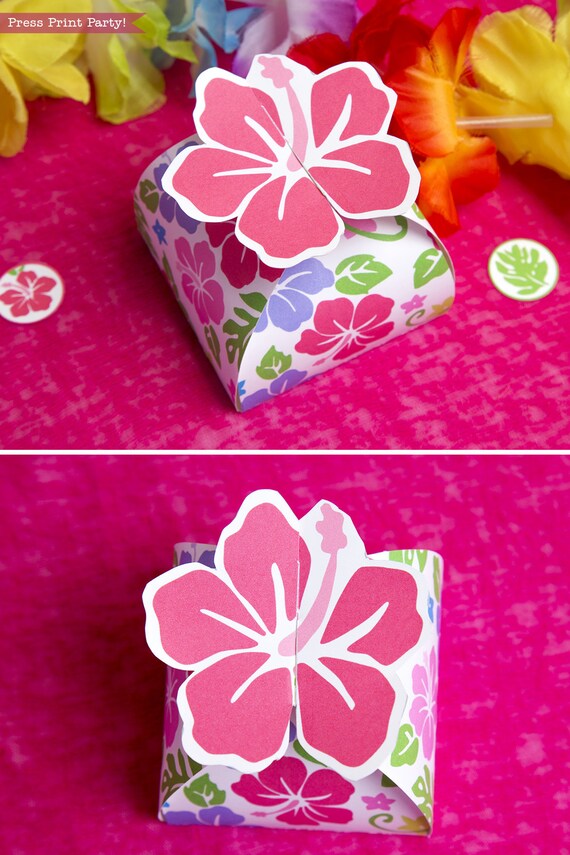 Luau Gift Box printable, Luau Party Favor, Moana Favor Box, Treat Box