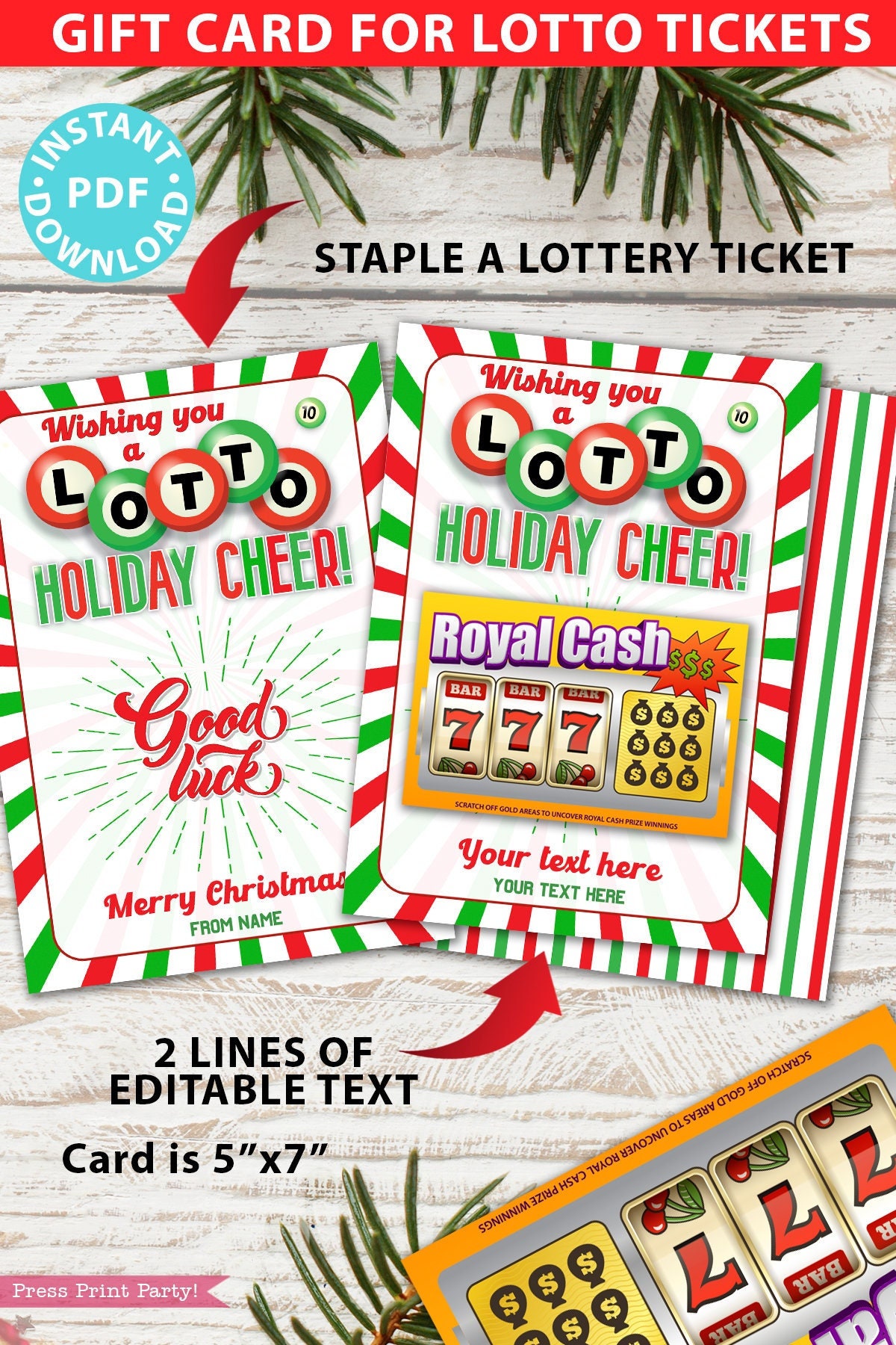 CALIFORNIA LOTTERY SCRATCHERS Lotto TICKET HOLDER SLEEVE 2015 Holiday Card  GIFT
