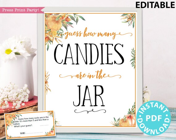Little Pumpkin Guess How Many Game Sign Printable W Editable Text For 