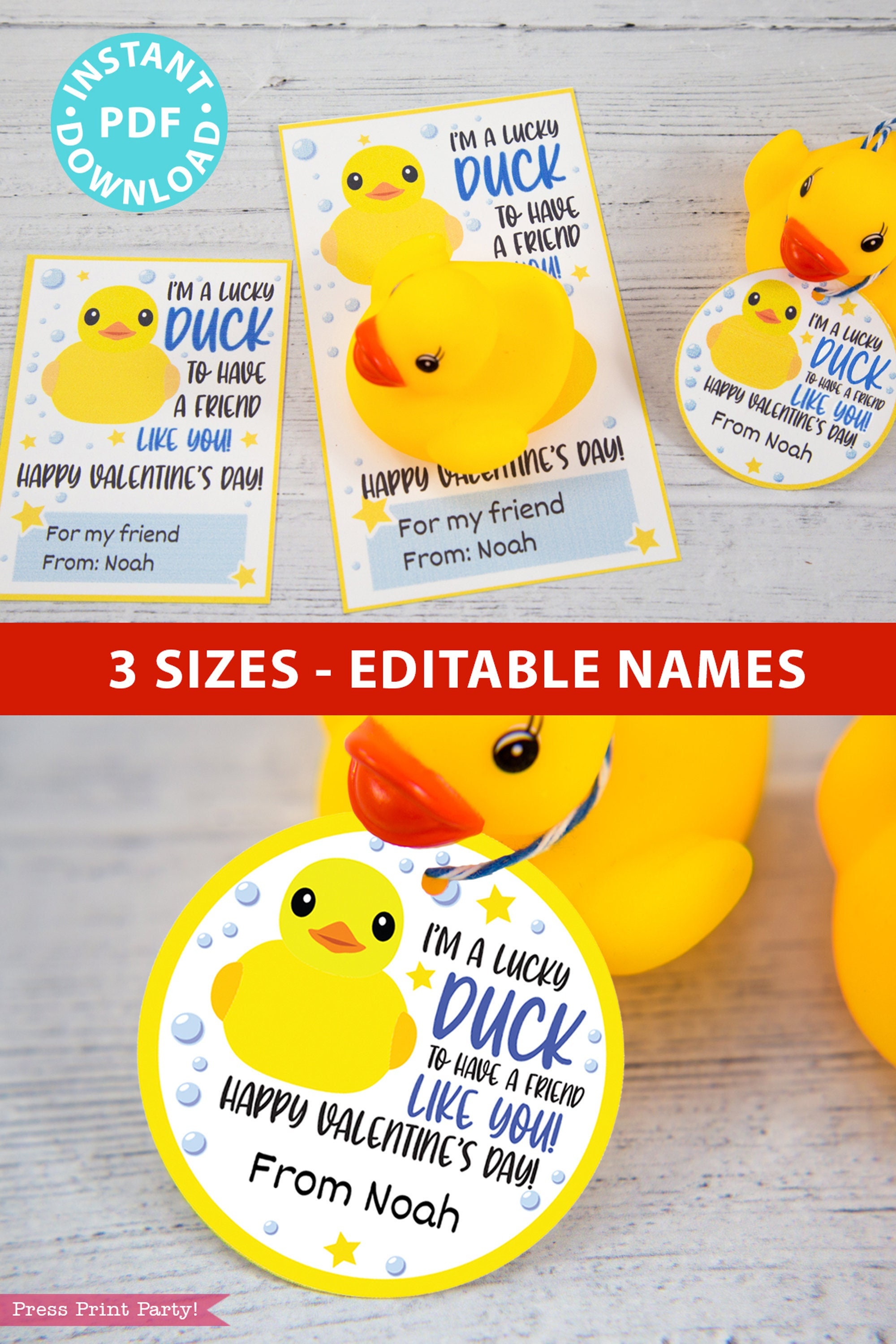 I'm a Lucky Duck to Have a Friend Like You Kids Valentine - Etsy