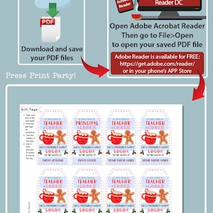 EDITABLE Christmas Teacher Gift Tags Printable for Cookies /cocoa "if ...