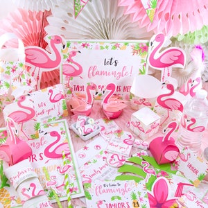 Flamingo Printable Birthday Party Printables, Pink Tropical Flamingo ...
