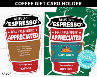 Teacher Appreciation Gift Coffee Card Holder, Teacher Thank You Card, Teacher Gift, Gifts for teacher, Words Can't Espresso How Much ...
