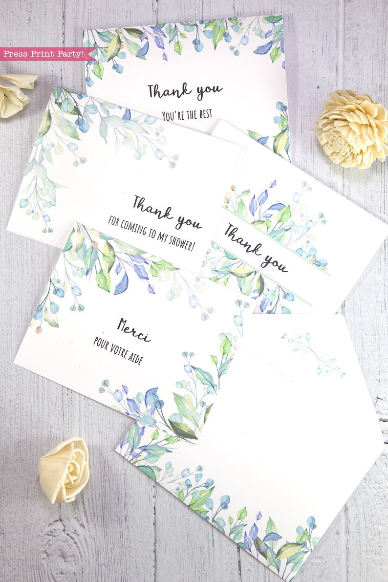 Wedding Thank You Cards With Envelope Printable Template Set Etsy