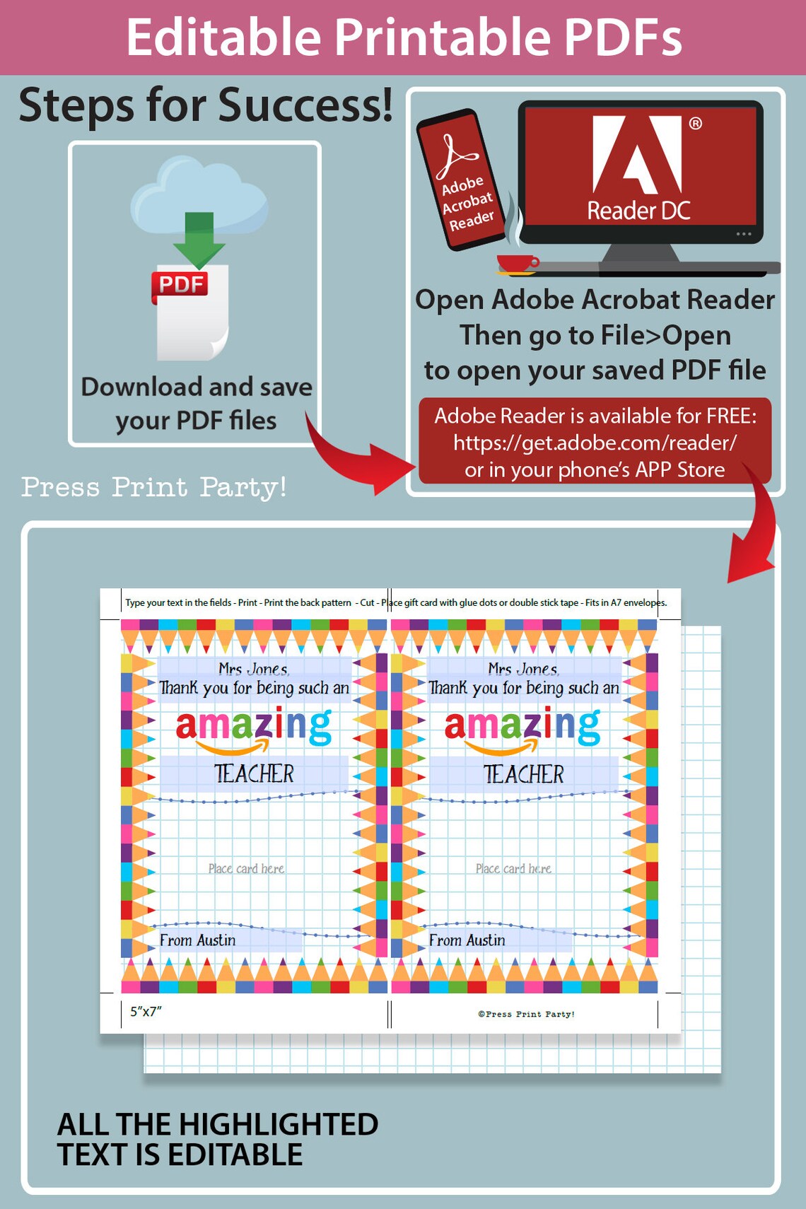 EDITABLE Back to School Amazon Gift Card Holder Teacher Gift Printable ...