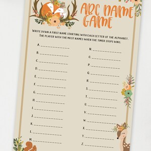 Woodland Baby Shower Game Bundle Printable, Forest Animals Baby Shower Games Bundle, Woodland Animals Theme, Girl, Boy, INSTANT DOWNLOAD image 6