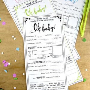 Oh Baby Shower Games Printable, Baby Shower MadLibs Advice Card, Shower Cards Advice For Mom, Mom-to-be Funny Advice Card, INSTANT DOWNLOAD image 4