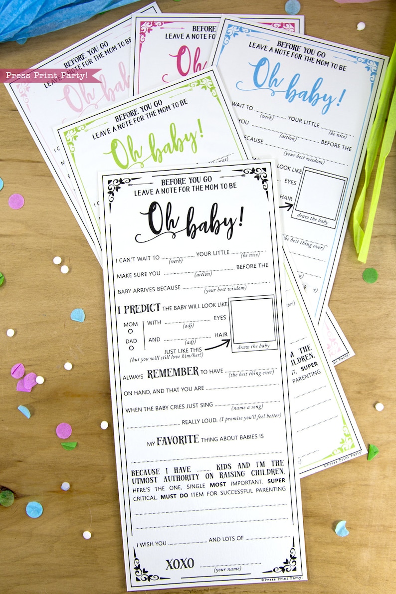 Oh Baby Shower Games Printable, Baby Shower MadLibs Advice Card, Shower Cards Advice For Mom, Mom-to-be Funny Advice Card, INSTANT DOWNLOAD image 4