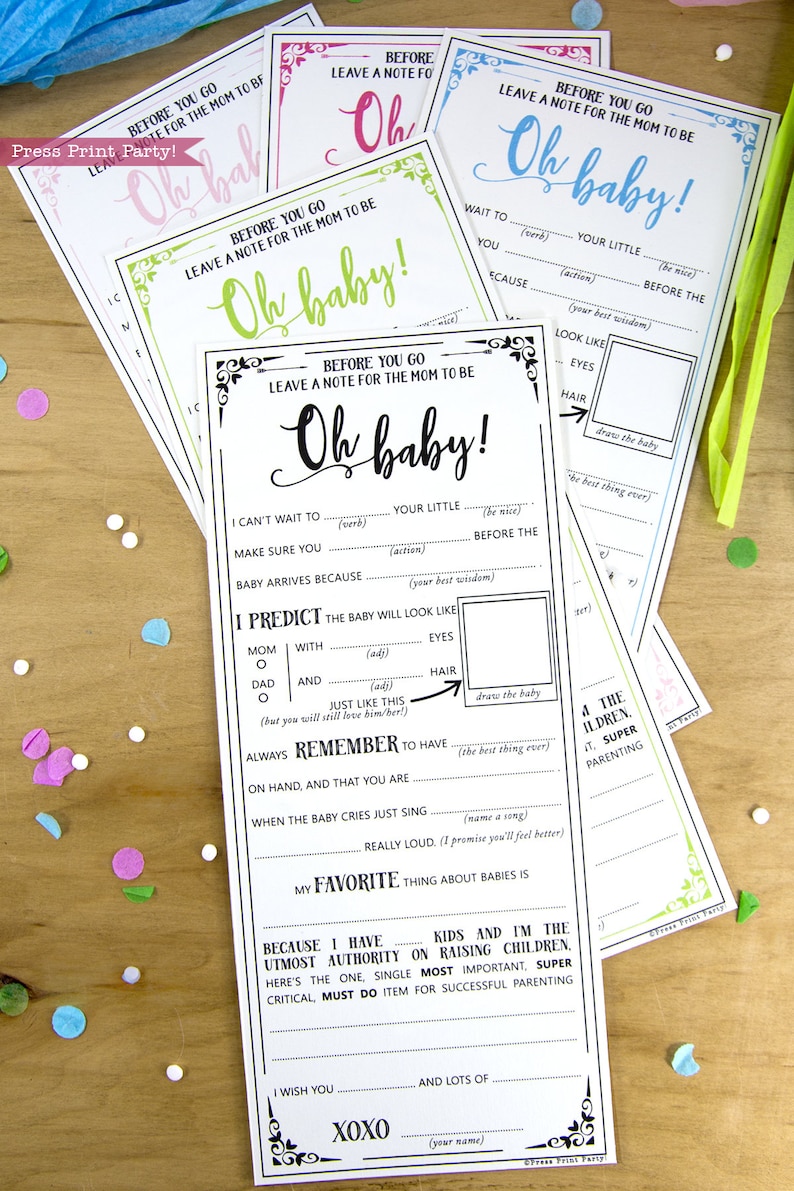 Baby Shower MadLibs Advice Card, Boho Baby Shower, Gender Neutral, Mom-to-be Funny Advice Card, Baby Shower Games, Oh Baby, INSTANT DOWNLOAD image 4