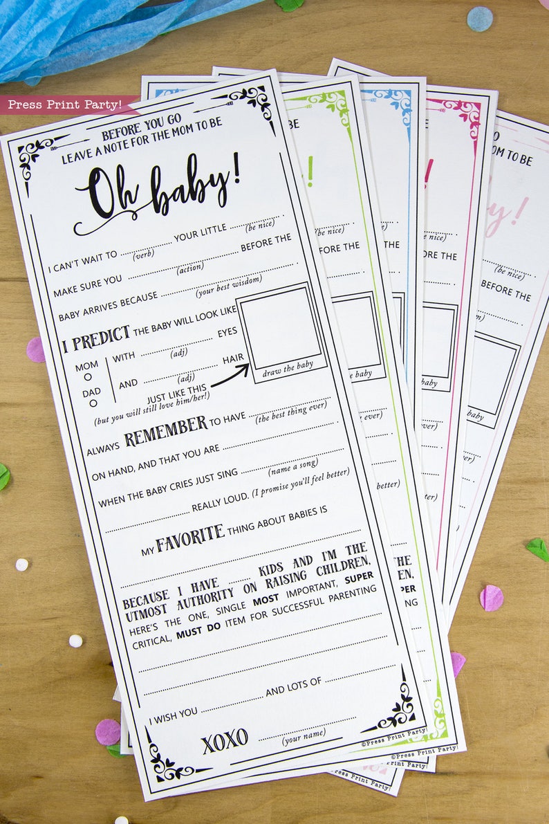 Baby Shower MadLibs Advice Card, Boho Baby Shower, Gender Neutral, Mom-to-be Funny Advice Card, Baby Shower Games, Oh Baby, INSTANT DOWNLOAD image 2