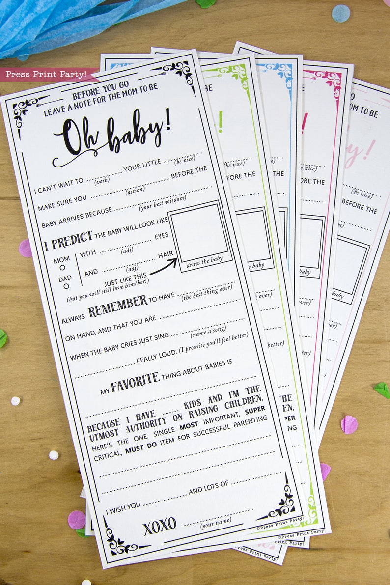 Oh Baby Shower Games Printable, Baby Shower MadLibs Advice Card, Shower Cards Advice For Mom, Mom-to-be Funny Advice Card, INSTANT DOWNLOAD image 2
