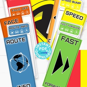 Editable Amazing Race clue cards and invitation with labels. Make your own Amazing Race Party Challenges