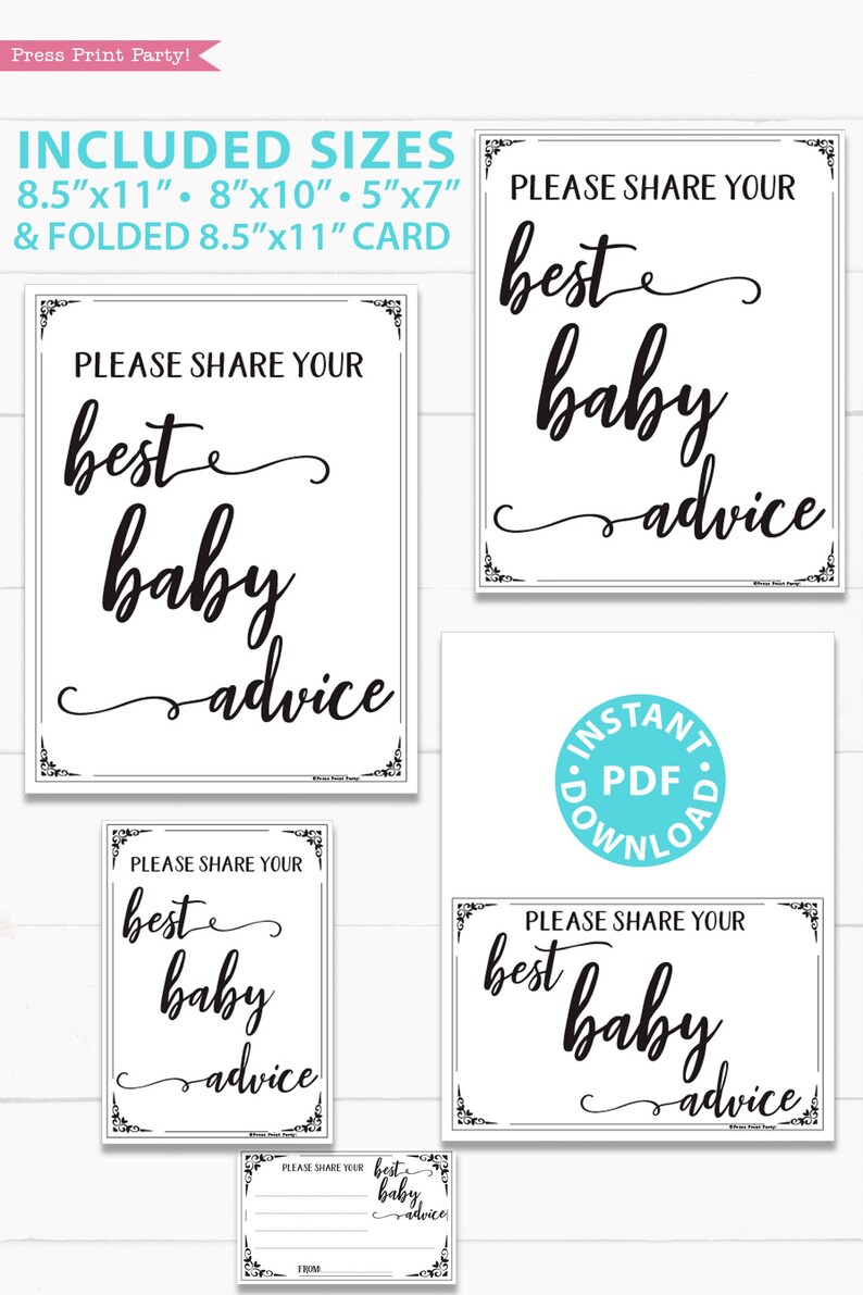 Mom Advice Card &amp; Sign Printable Best Baby Advice for Mom - Etsy