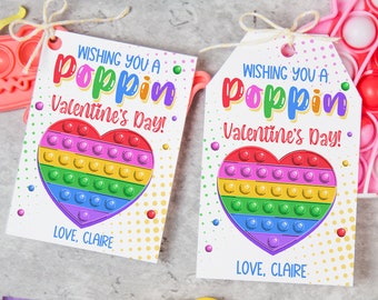 Pop It Valentines Printable Tags, EDITABLE names, Wishing you a Poppin Valentine's Day, Pop Its School Classroom Valentine, INSTANT DOWNLOAD